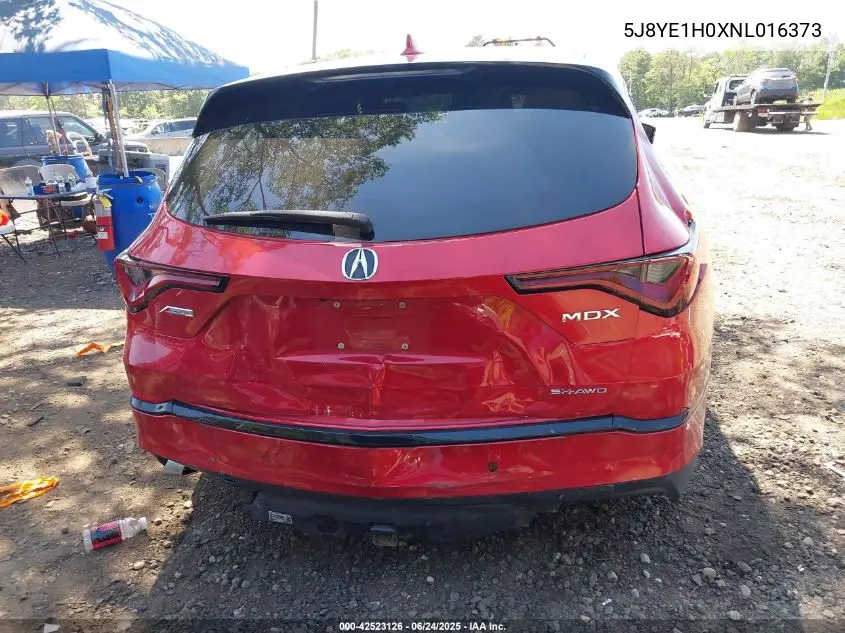 2022 Acura Mdx A-Spec Package VIN: 5J8YE1H0XNL016373 Lot: 42523126