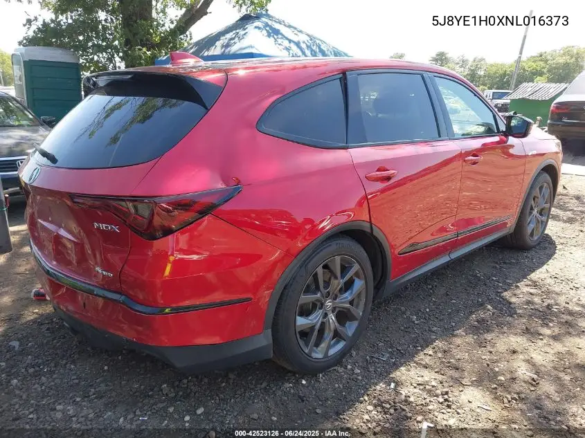 2022 Acura Mdx A-Spec Package VIN: 5J8YE1H0XNL016373 Lot: 42523126