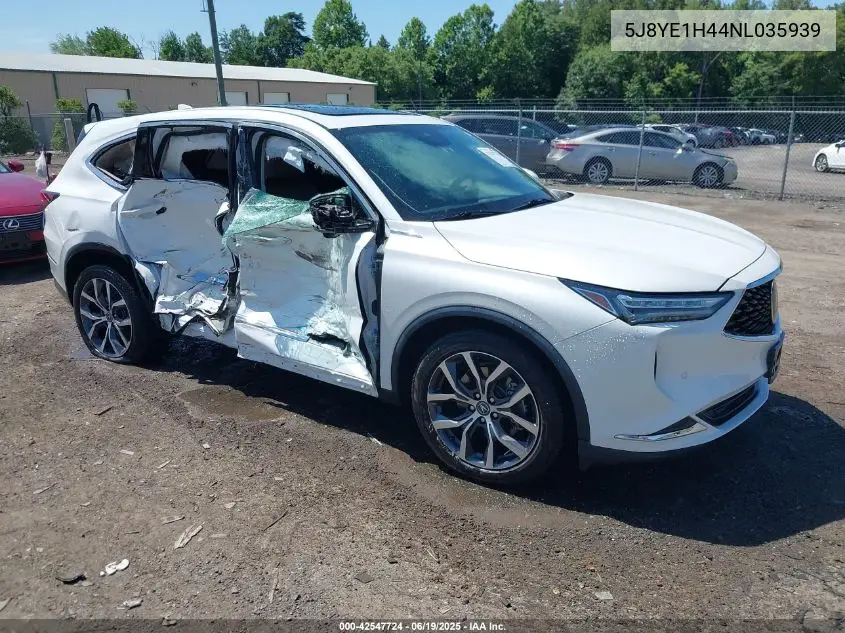 2022 Acura Mdx Technology Package VIN: 5J8YE1H44NL035939 Lot: 42547724