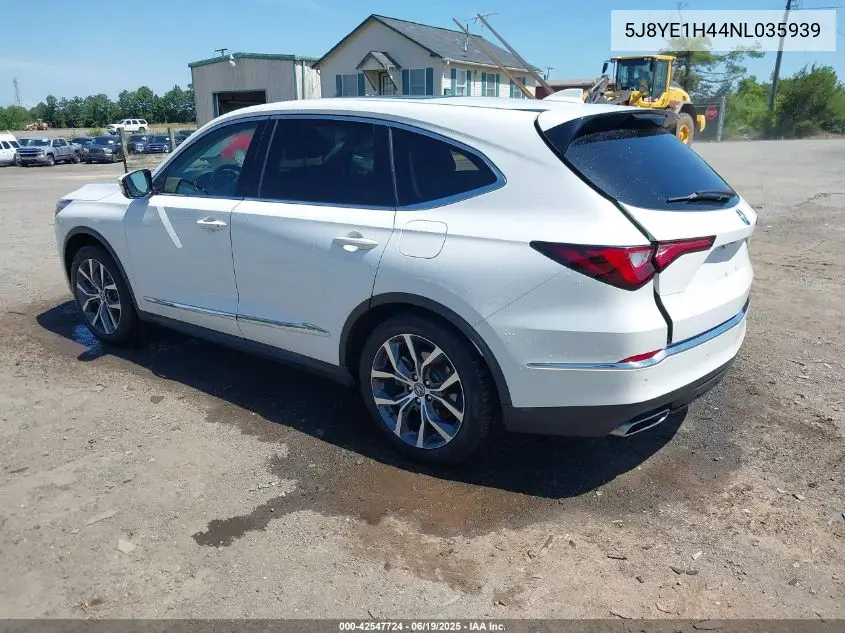 2022 Acura Mdx Technology Package VIN: 5J8YE1H44NL035939 Lot: 42547724