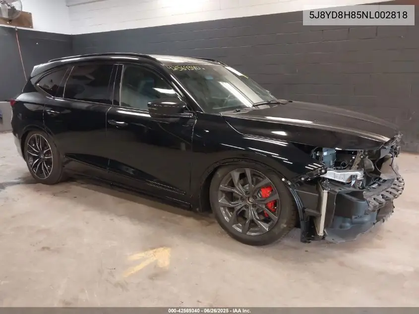 2022 Acura Mdx Type S W/Advance Package VIN: 5J8YD8H85NL002818 Lot: 42569340