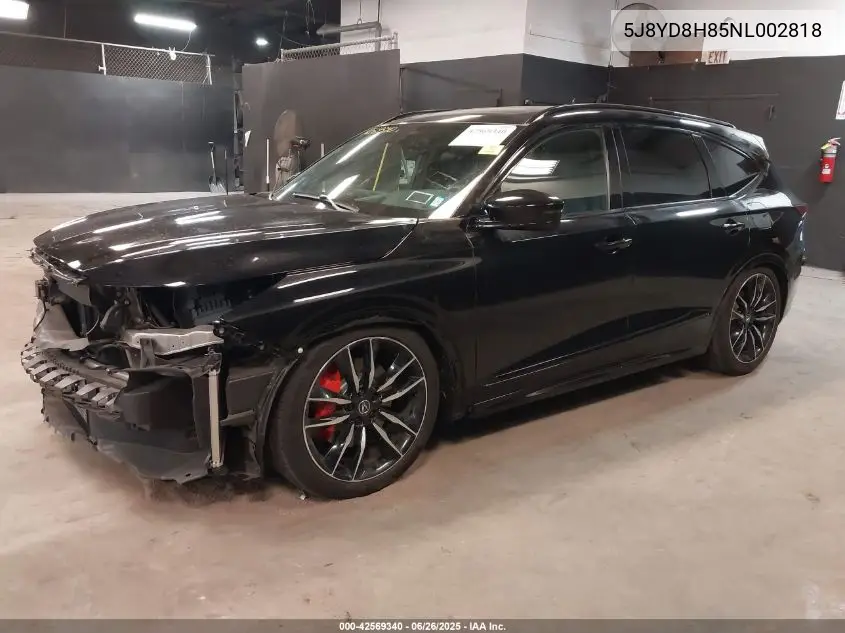 2022 Acura Mdx Type S W/Advance Package VIN: 5J8YD8H85NL002818 Lot: 42569340