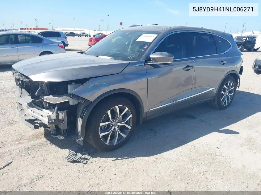 2022 Acura Mdx Technology Package VIN: 5J8YD9H41NL006271 Lot: 42602014
