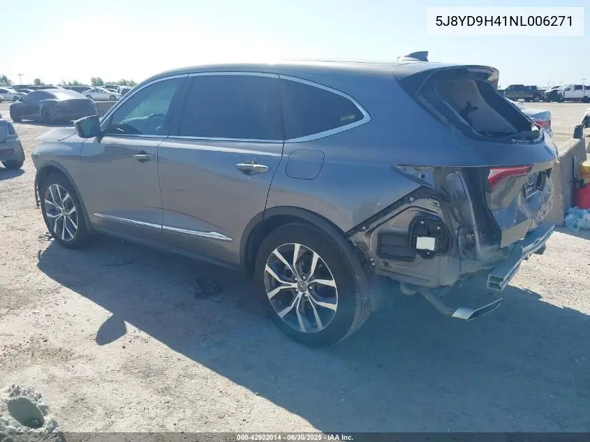 2022 Acura Mdx Technology Package VIN: 5J8YD9H41NL006271 Lot: 42602014