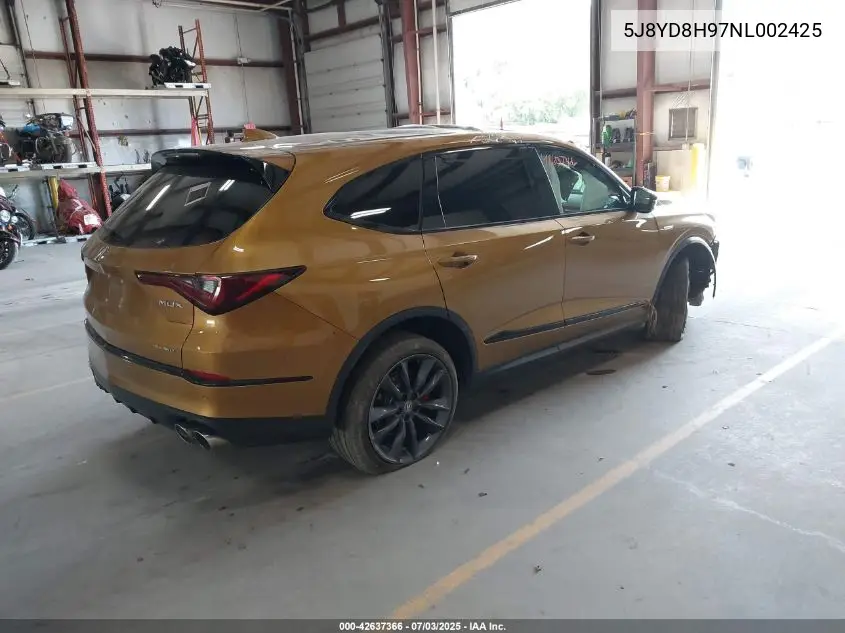 2022 Acura Mdx Type S VIN: 5J8YD8H97NL002425 Lot: 42637366