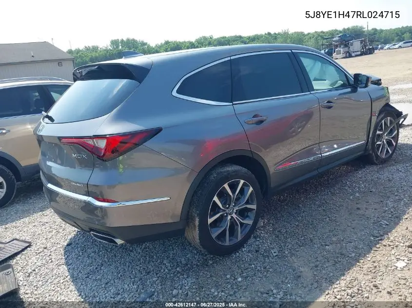 2024 Acura Mdx Technology Package VIN: 5J8YE1H47RL024715 Lot: 42612147