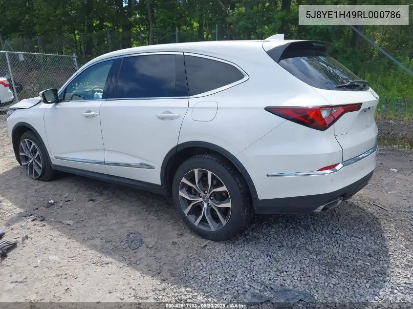 2024 Acura Mdx Technology VIN: 5J8YE1H49RL000786 Lot: 42617133