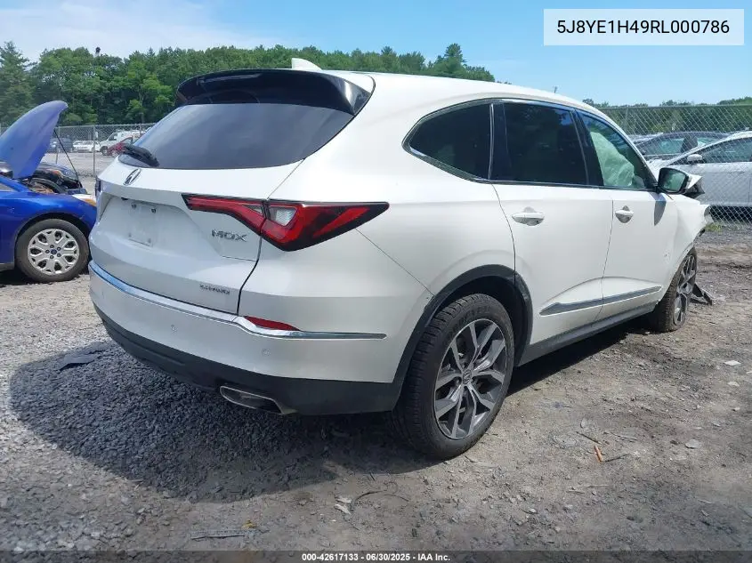 2024 Acura Mdx Technology VIN: 5J8YE1H49RL000786 Lot: 42617133