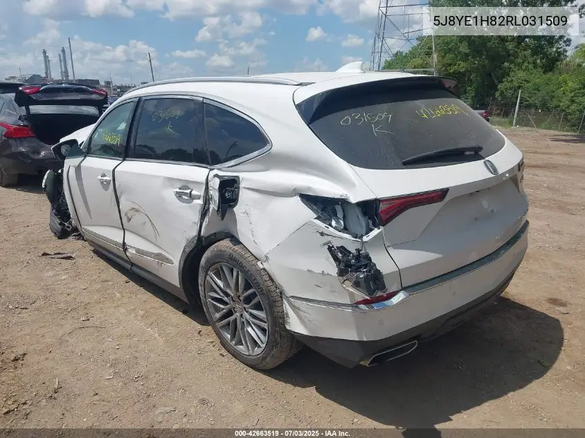 2024 Acura Mdx Advance Package VIN: 5J8YE1H82RL031509 Lot: 42663519