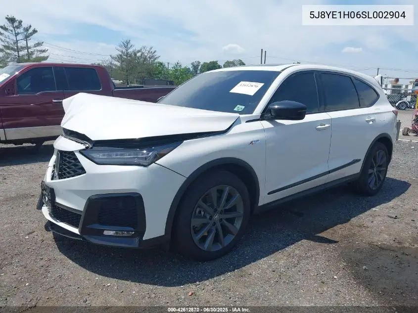 2025 Acura Mdx A-Spec VIN: 5J8YE1H06SL002904 Lot: 42612870