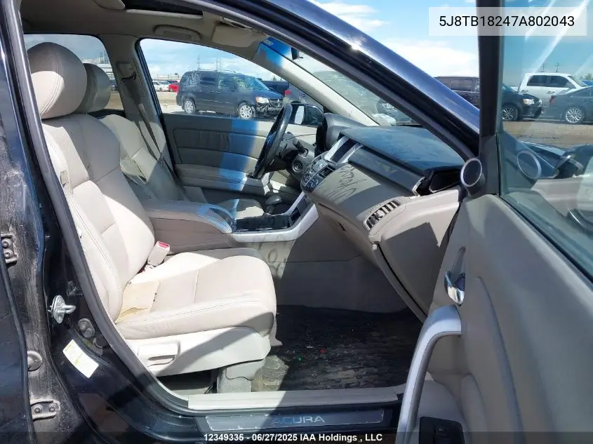 2007 Acura Rdx VIN: 5J8TB18247A802043 Lot: 12349335