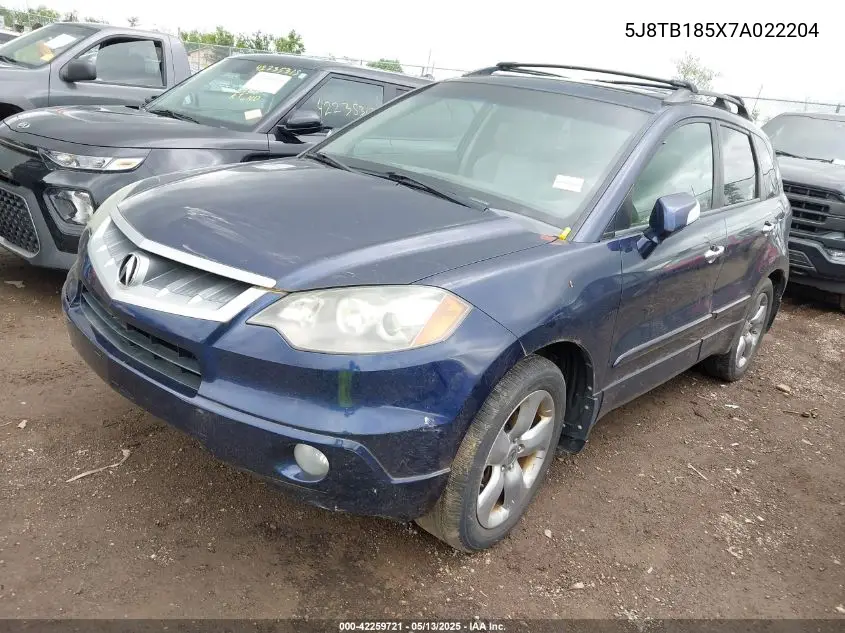 2007 Acura Rdx VIN: 5J8TB185X7A022204 Lot: 42259721