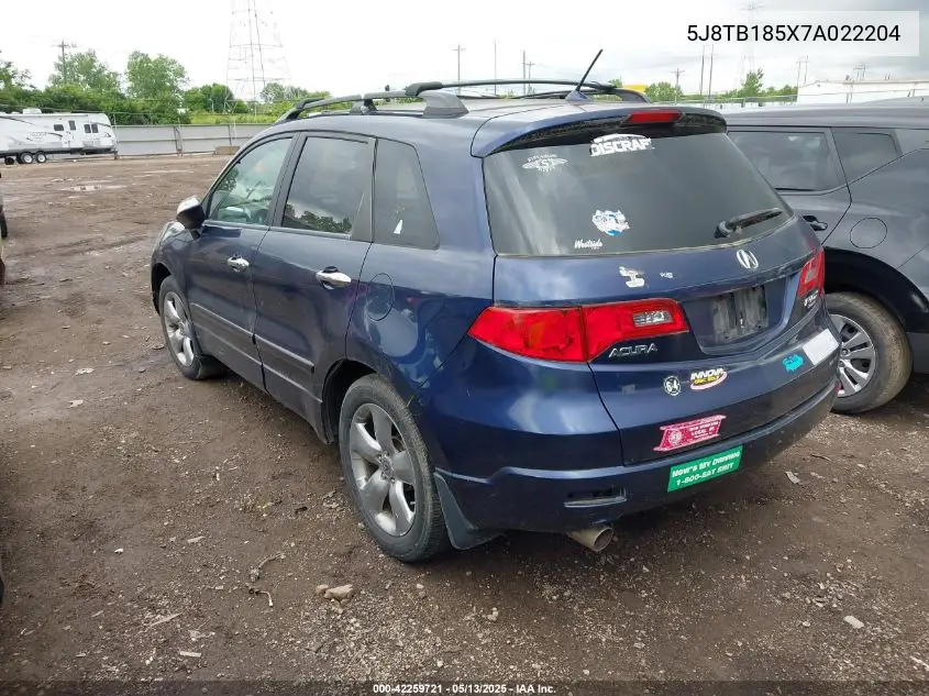 2007 Acura Rdx VIN: 5J8TB185X7A022204 Lot: 42259721
