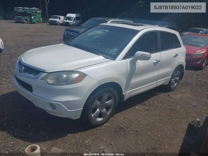 2007 Acura Rdx VIN: 5J8TB18507A019022 Lot: 42575976