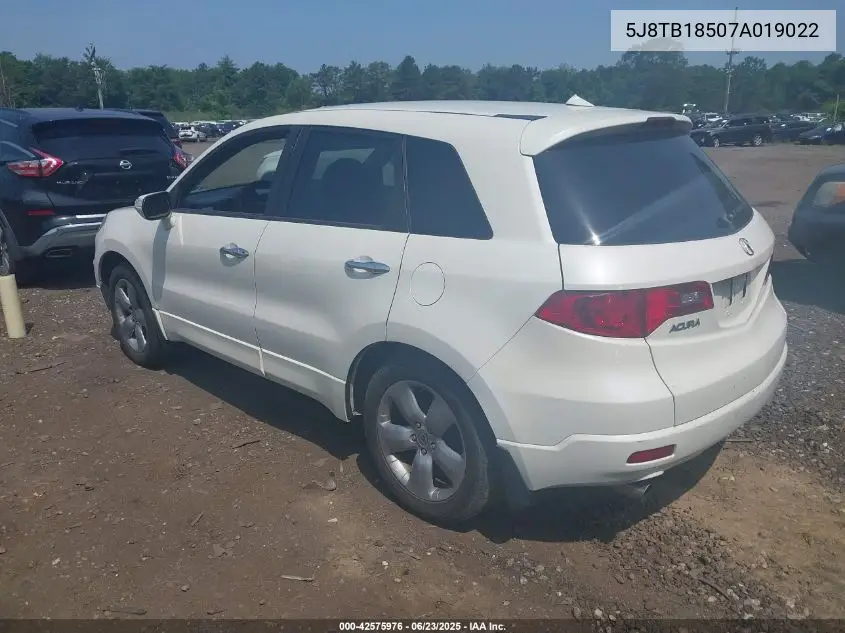 2007 Acura Rdx VIN: 5J8TB18507A019022 Lot: 42575976