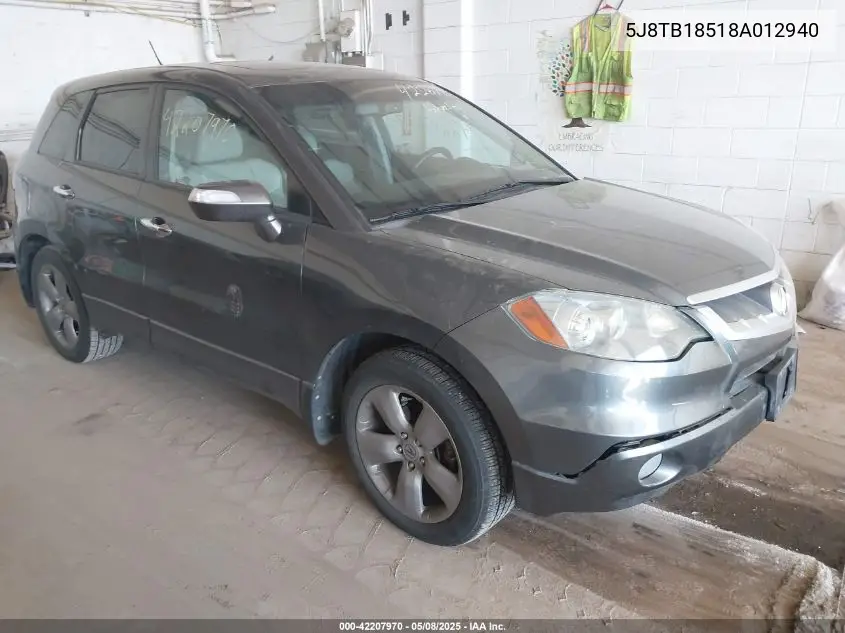 2008 Acura Rdx VIN: 5J8TB18518A012940 Lot: 42207970