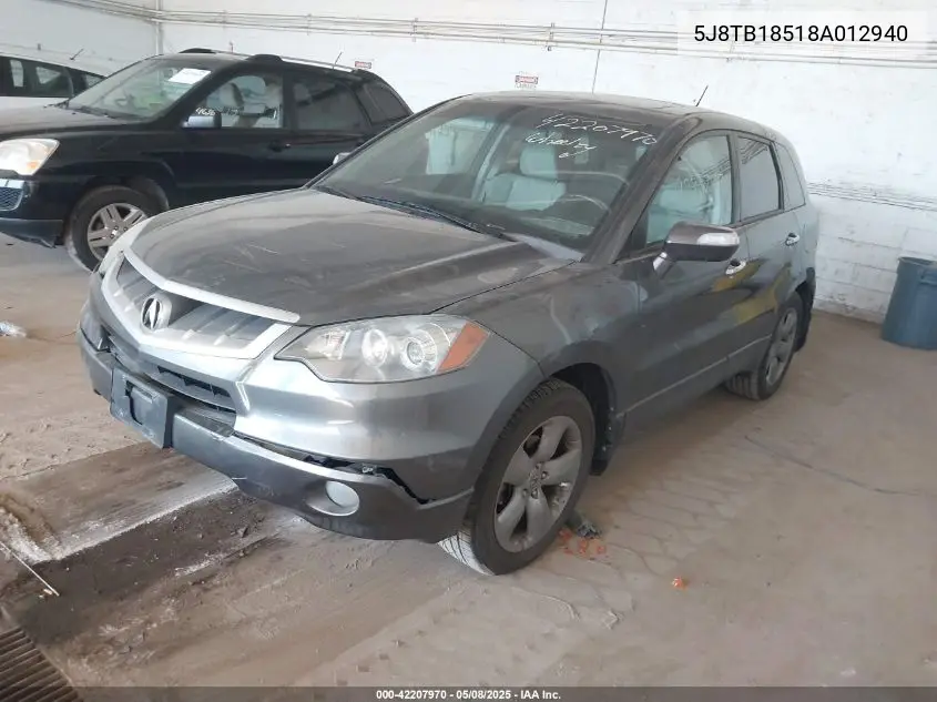 2008 Acura Rdx VIN: 5J8TB18518A012940 Lot: 42207970