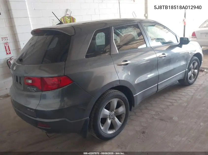 2008 Acura Rdx VIN: 5J8TB18518A012940 Lot: 42207970