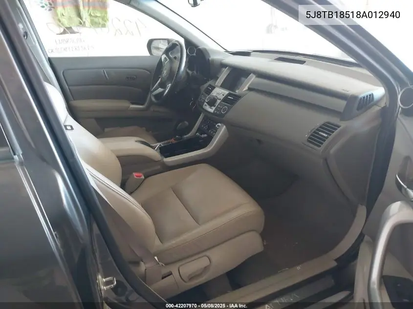 2008 Acura Rdx VIN: 5J8TB18518A012940 Lot: 42207970
