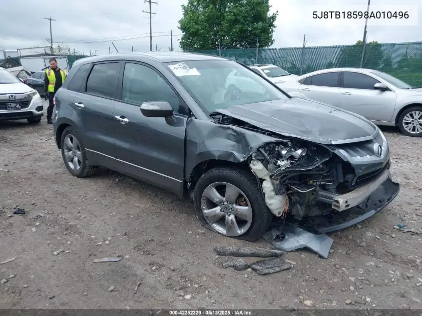 2008 Acura Rdx VIN: 5J8TB18598A010496 Lot: 42252329