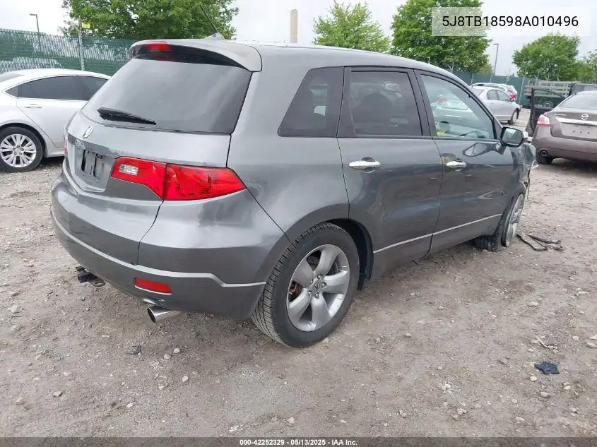 2008 Acura Rdx VIN: 5J8TB18598A010496 Lot: 42252329