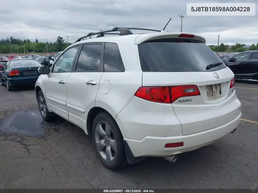 2008 Acura Rdx VIN: 5J8TB18598A004228 Lot: 42259907