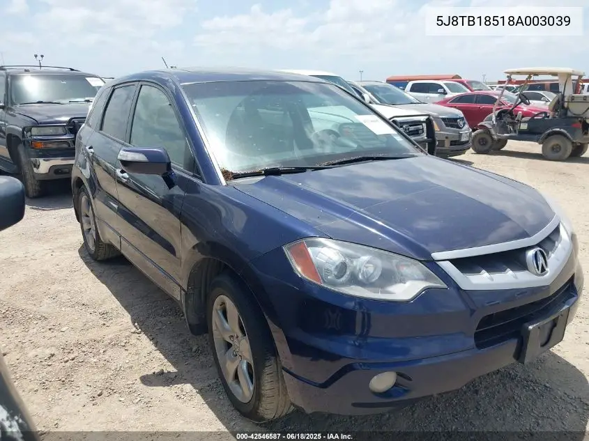 2008 Acura Rdx VIN: 5J8TB18518A003039 Lot: 42546587