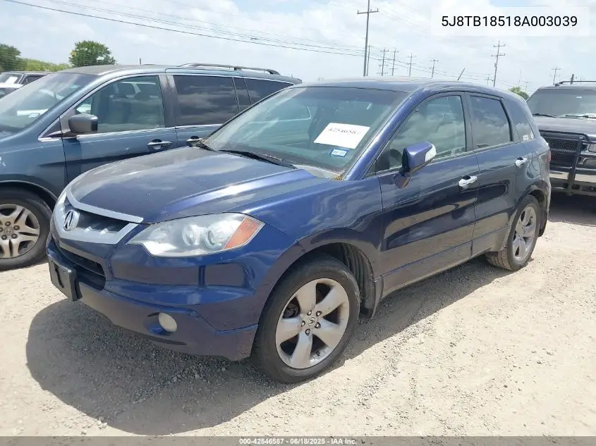 2008 Acura Rdx VIN: 5J8TB18518A003039 Lot: 42546587
