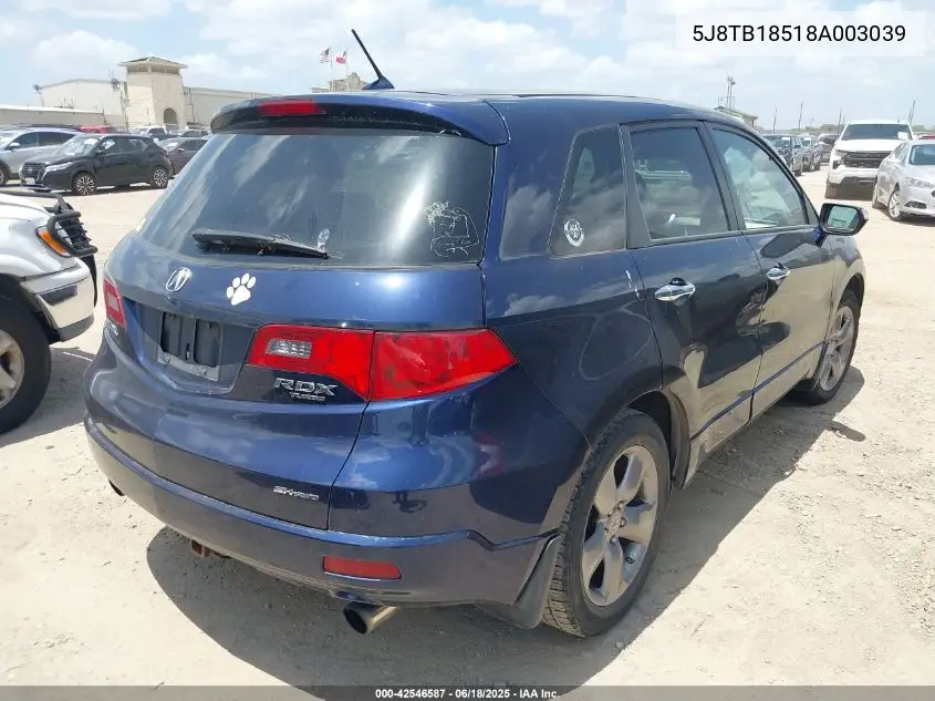 2008 Acura Rdx VIN: 5J8TB18518A003039 Lot: 42546587