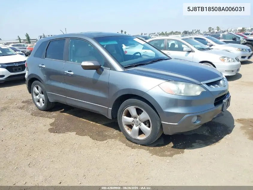 2008 Acura Rdx VIN: 5J8TB18508A006031 Lot: 42609908