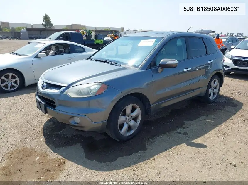 2008 Acura Rdx VIN: 5J8TB18508A006031 Lot: 42609908