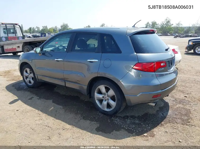 2008 Acura Rdx VIN: 5J8TB18508A006031 Lot: 42609908