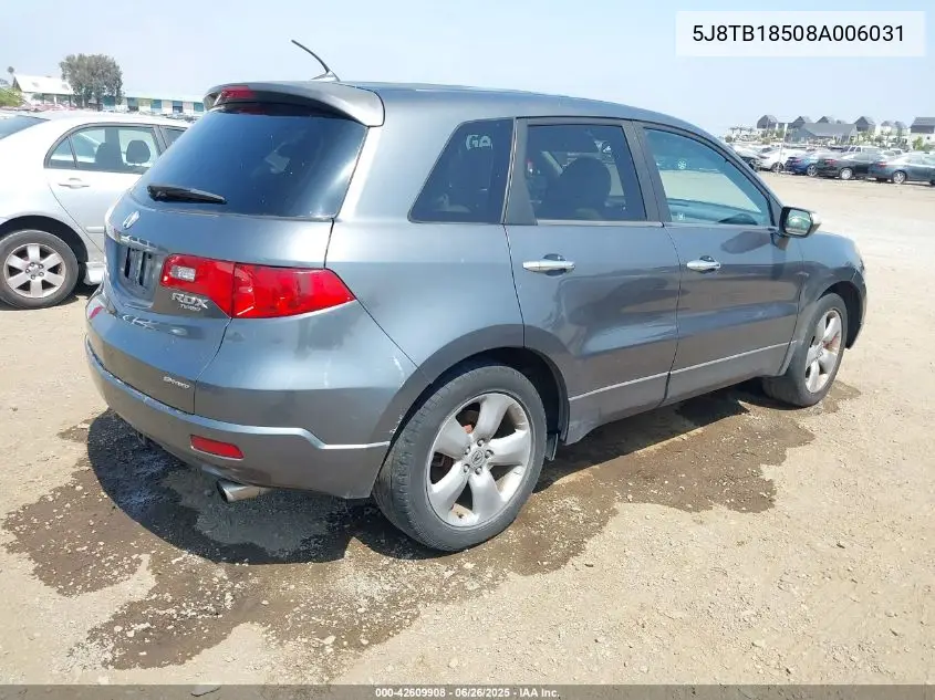 2008 Acura Rdx VIN: 5J8TB18508A006031 Lot: 42609908