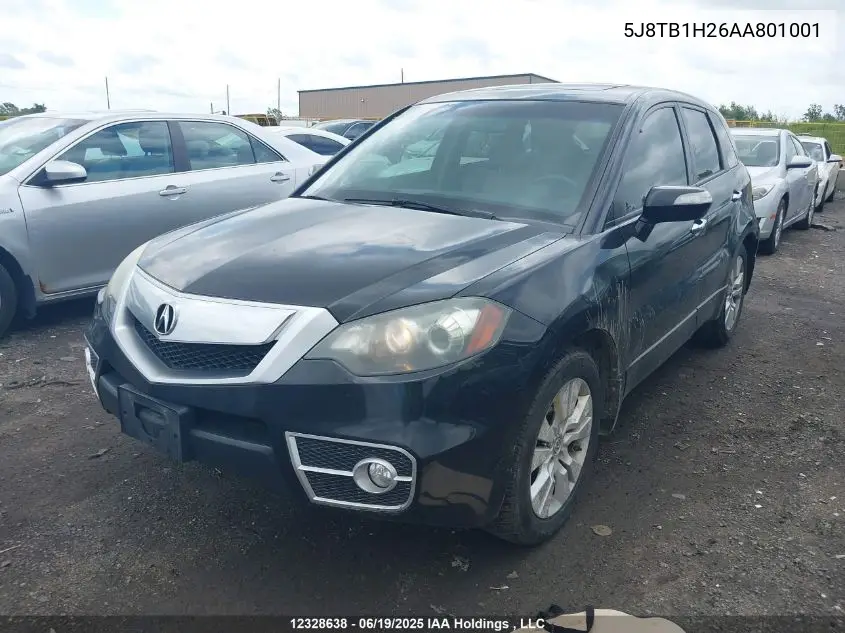 2010 Acura Rdx VIN: 5J8TB1H26AA801001 Lot: 12328638