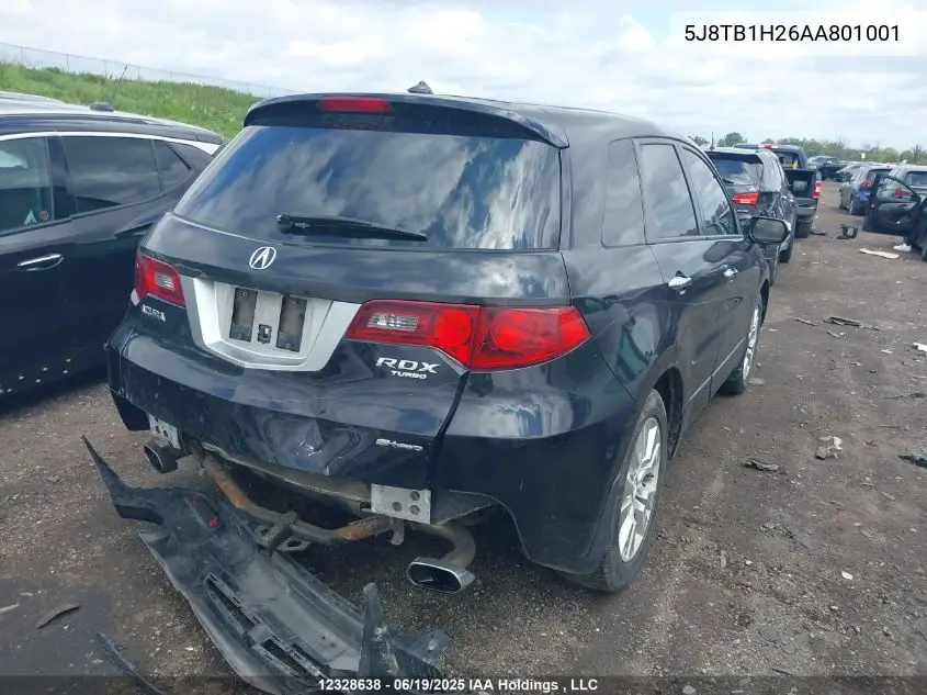 2010 Acura Rdx VIN: 5J8TB1H26AA801001 Lot: 12328638