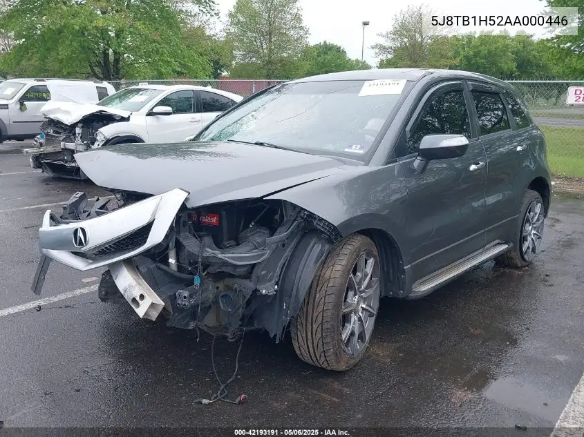 2010 Acura Rdx VIN: 5J8TB1H52AA000446 Lot: 42193191