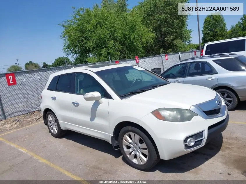 2010 Acura Rdx VIN: 5J8TB2H22AA001589 Lot: 42581651