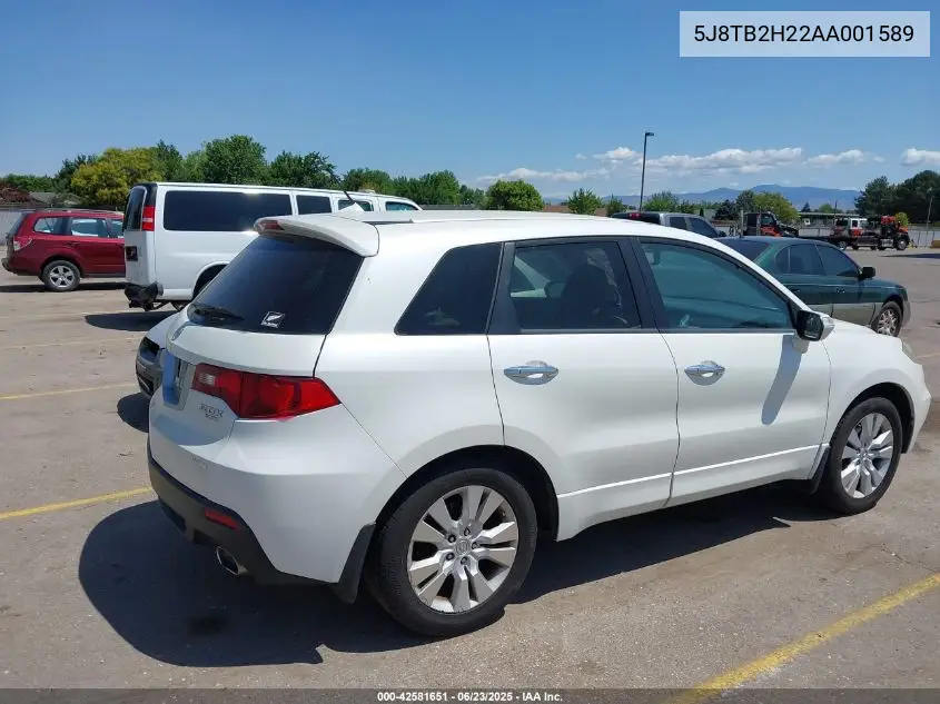 2010 Acura Rdx VIN: 5J8TB2H22AA001589 Lot: 42581651