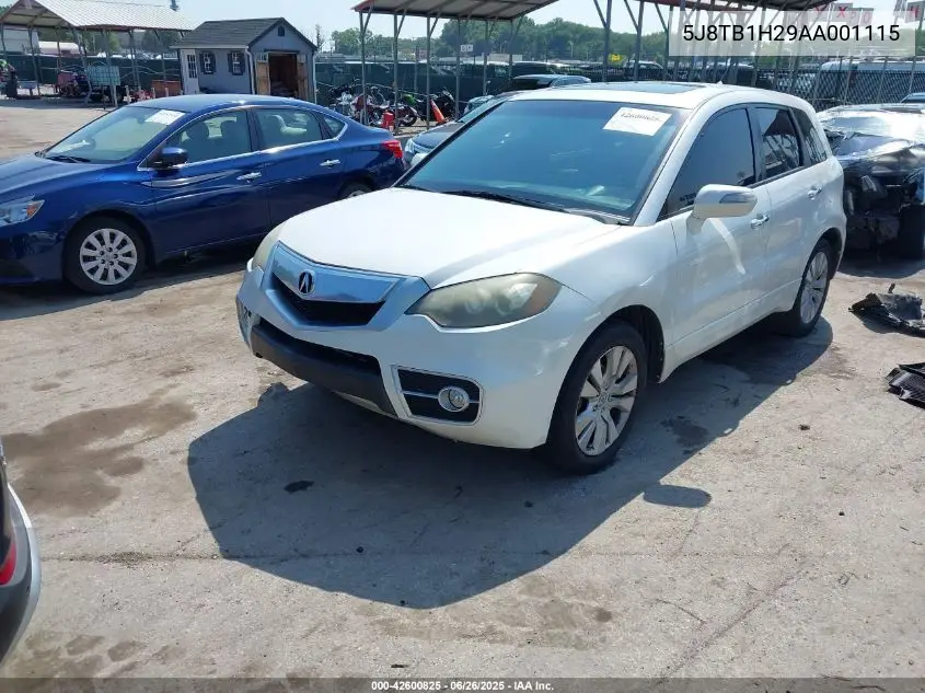 2010 Acura Rdx VIN: 5J8TB1H29AA001115 Lot: 42600825