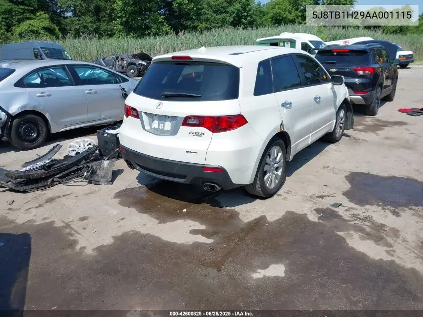 2010 Acura Rdx VIN: 5J8TB1H29AA001115 Lot: 42600825