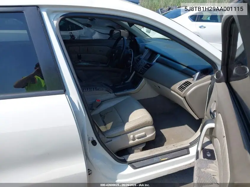 2010 Acura Rdx VIN: 5J8TB1H29AA001115 Lot: 42600825