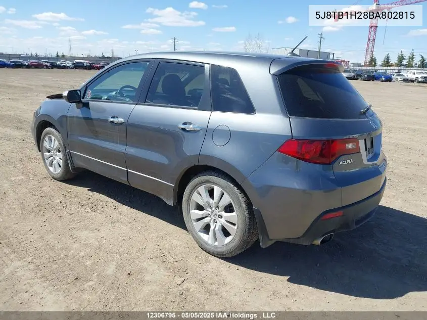 2011 Acura Rdx VIN: 5J8TB1H28BA802815 Lot: 12306795