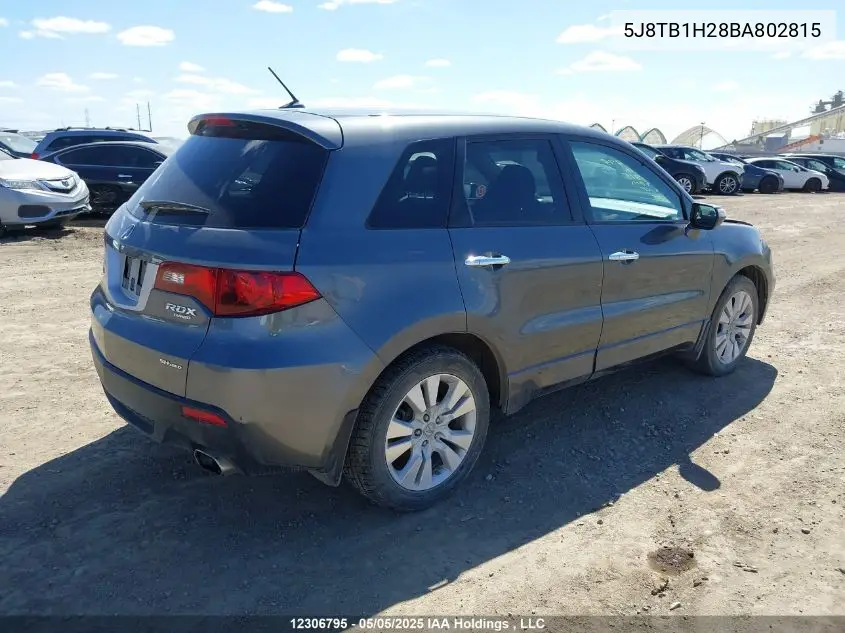 2011 Acura Rdx VIN: 5J8TB1H28BA802815 Lot: 12306795