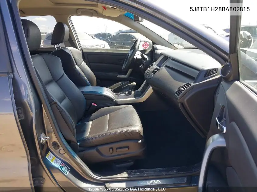 2011 Acura Rdx VIN: 5J8TB1H28BA802815 Lot: 12306795