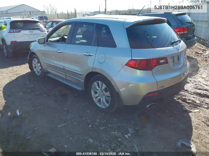 2011 Acura Rdx VIN: 5J8TB1H28BA006761 Lot: 41536180