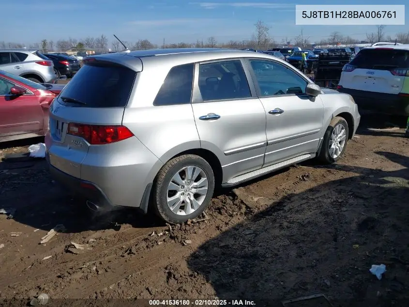2011 Acura Rdx VIN: 5J8TB1H28BA006761 Lot: 41536180