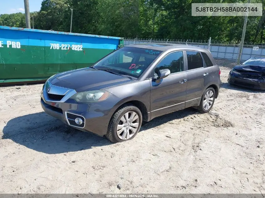 2011 Acura Rdx VIN: 5J8TB2H58BA002144 Lot: 42215004