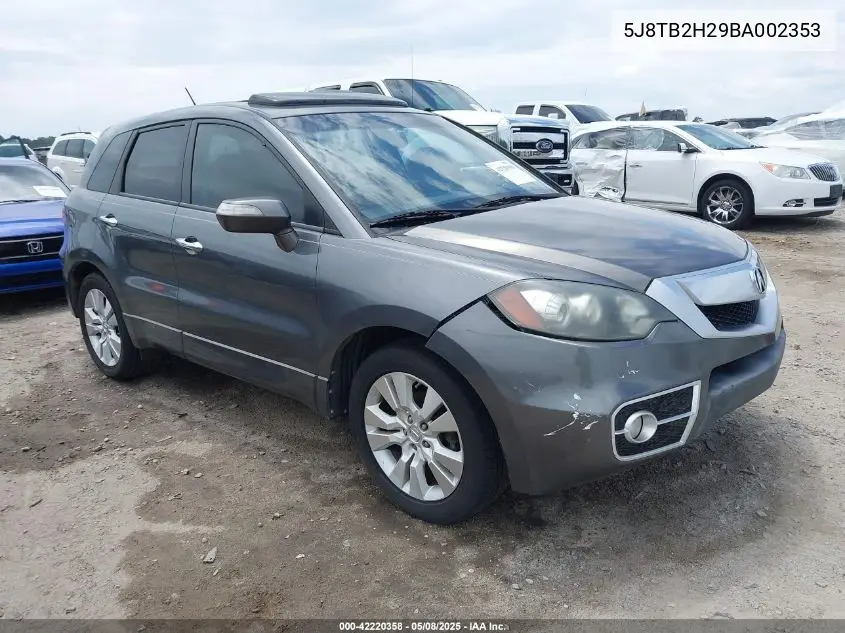 2011 Acura Rdx VIN: 5J8TB2H29BA002353 Lot: 42220358