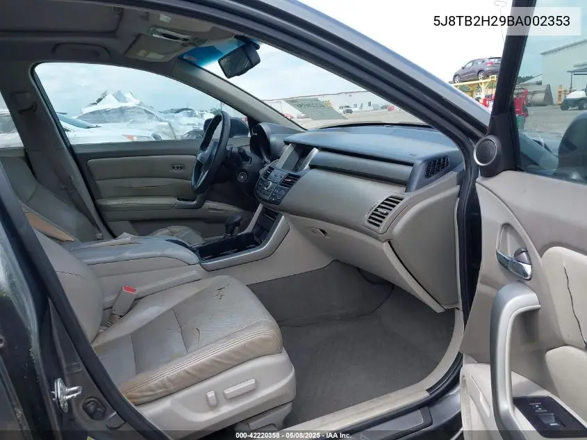 2011 Acura Rdx VIN: 5J8TB2H29BA002353 Lot: 42220358