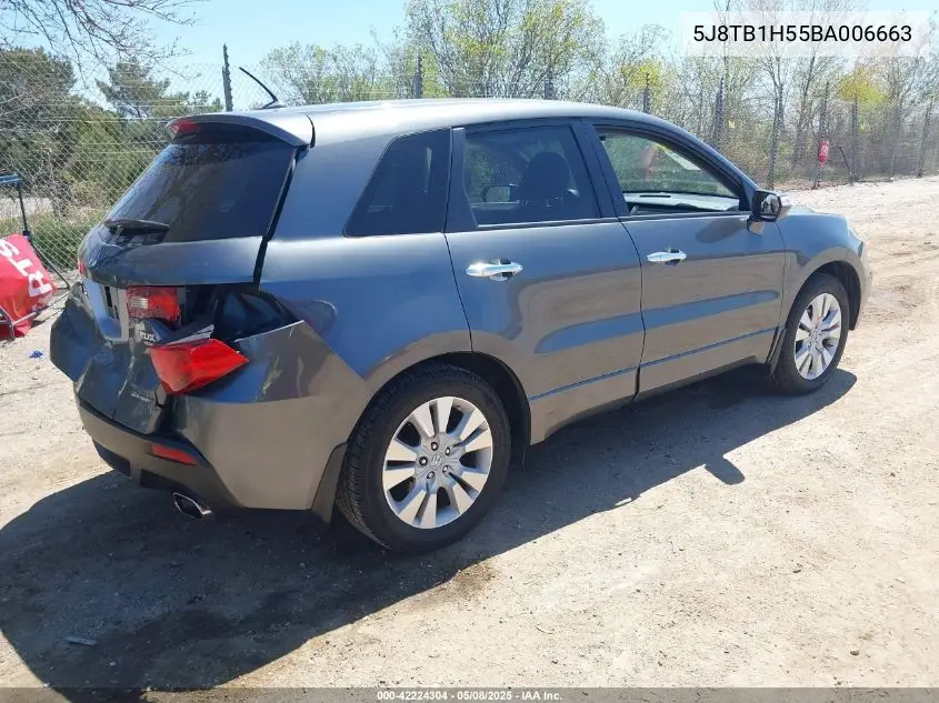 2011 Acura Rdx VIN: 5J8TB1H55BA006663 Lot: 42224304